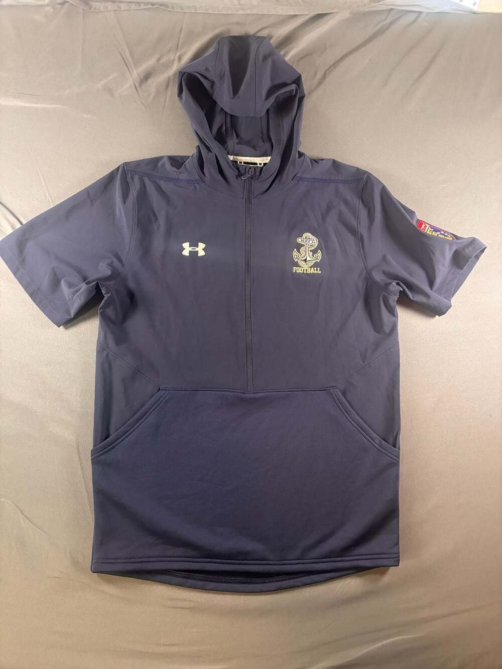 Under Armour Navy Midshipmen Football Mens Size M Short Sleeve Hoodie